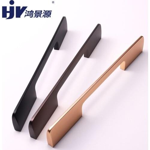 HJY Cabinet Pulls Cupboard Handles Black/Gold/Nickel Kitchen Furniture Drawer Knobs Wardrobe Door Aluminual Handles A153