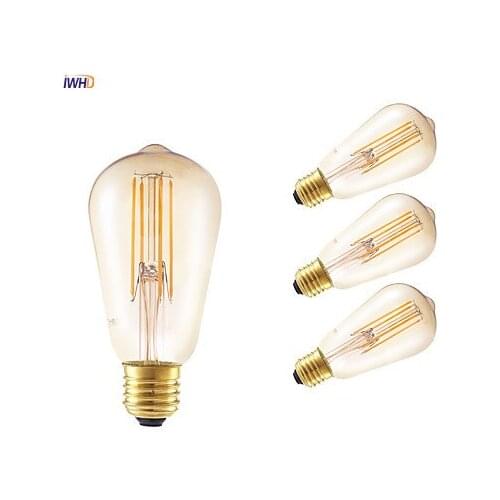 IWHD Bombillas LED Edison Lamp Light bulb 4W ST64 Lampara Vintage Retro Lamp Ampoule Gloeilamp Industrial Decorative