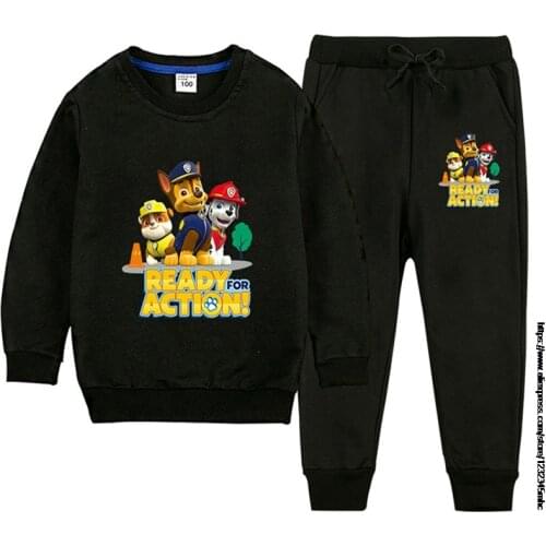 Children Clothing Set Girls' Spring Cartoon Paw Patrol Printed Hoodies Fashion T-shirts Pants 2 Pieces Boys Kids Streetwear toys