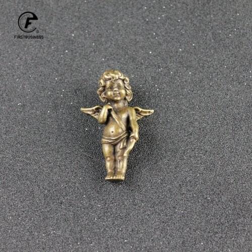 Retro Copper God of Love Cupid Statue Small Ornaments Brass Angel Figurines Desktop Decorations Home Decor Accessories for Room