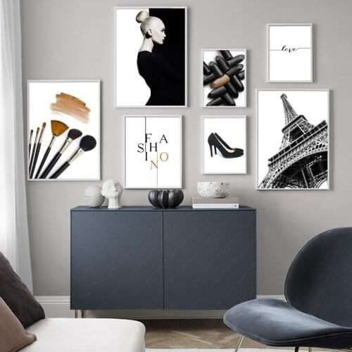 Fashion Girl Paris Tower Modern makeup Nordic Posters And Prints Wall Art Canvas Painting Wall Pictures For Living Room Decor