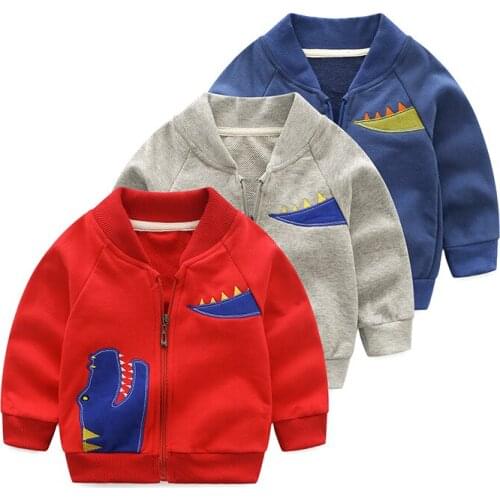 Fashion Baby Kids Jacket Autumn Toddler Girls Boy Coat Crocodile Embroidery Hooded Boys Zipper Outwear clothing