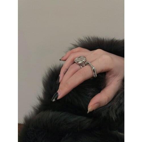 Fashionable Contracted New Fund Geometric Two Sets Of Ring Web Celebrity Tide Ring Of Temperament Restoring Ancient Ways Female