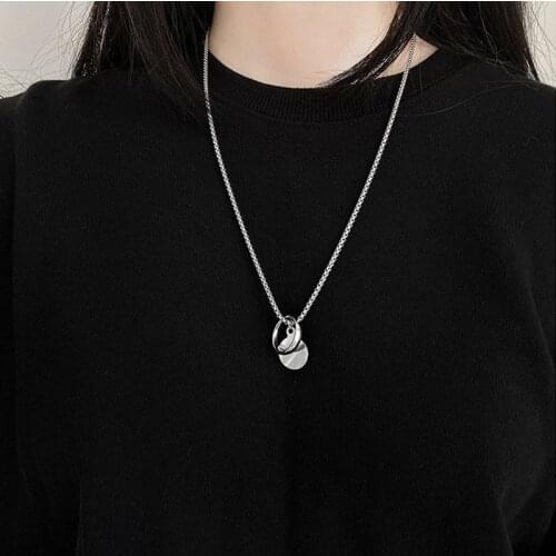 New Fashion Two Wear Ring Necklace Temperament Hip Hop Couple Simple Personality High Quality Pendant Jewelry for Promise
