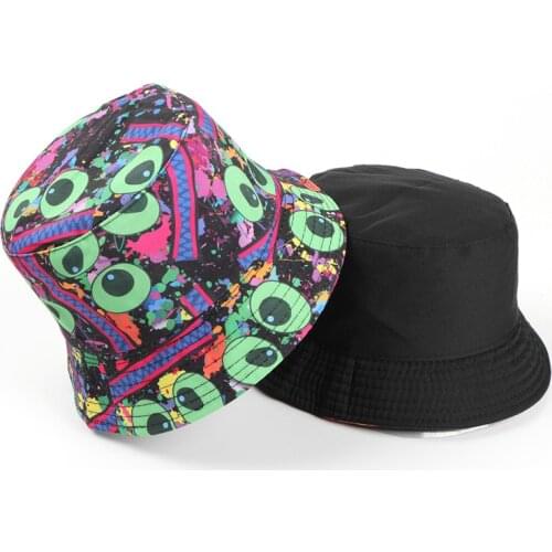 Cotton Graffiti Print Bucket Hat Fisherman Hat Outdoor Travel Sun Cap Hats for Men and Women 294