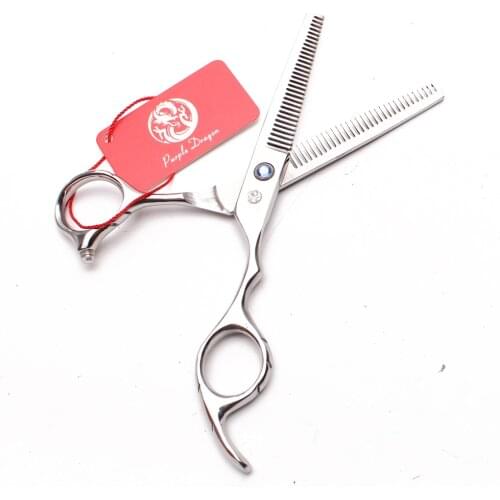 5.5" 6" Purple Dragon Stainless Hairdressers Scissors Double Side Teeth 15% Thinning Rate Thinning Scissors Hair Scissors Z2001