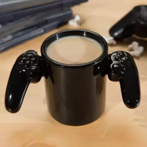 Personalized Creative Gamepad Shape Coffee Cup "Game Over" Letter Print in Bottom Inside Mugs Handle Controller Home