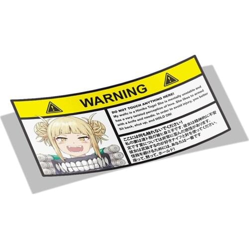 Personality Himiko Toga My Hero Academia Warning Slap Stickers Anime Vinyl Car Sticker Window Decal Car Accessories Apply To Car