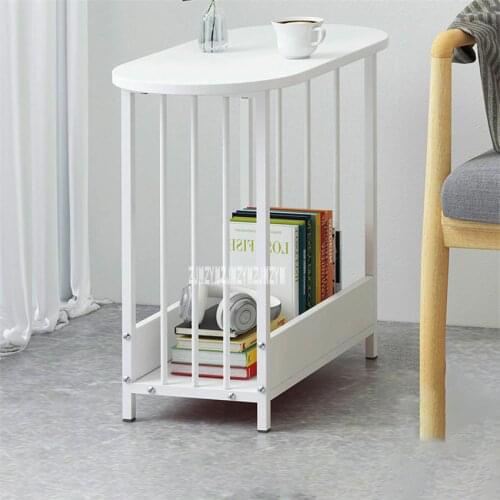 E5009 Living Room Modern End Table Manmade Board Steel Pipe Foot Tea Table Small Apartment Side Table Creative Coffee Table