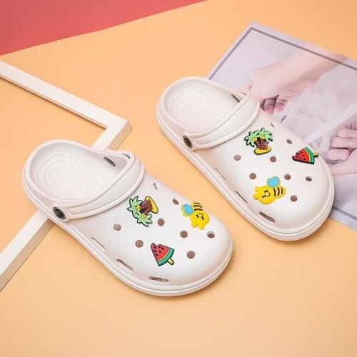 White Cute Bee Womens Garden Sandals Breathable Comfortable Massage Slippers Women Summer Hole Shoes Beach Sandals Women Clogs