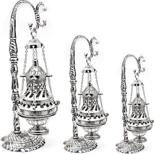 Silver Metal Christian Worship Incense Burner Decor Home Religious Cross Prayer Religious Church Souvenirs Christian Supplies