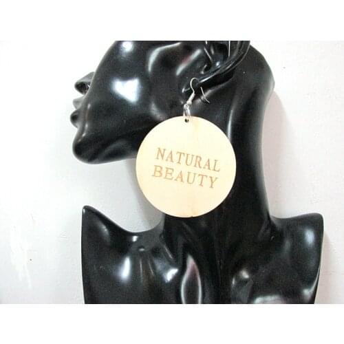 Natural Beauty Word Wooden Earrings for Women