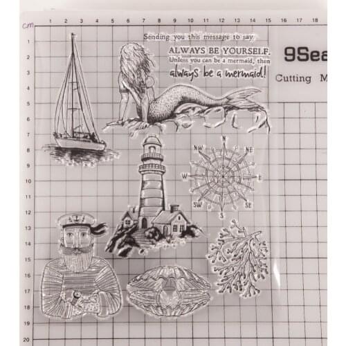 Navigation Fisherman Mermaid Transparent Clear Stamps Silicone Seals Roller Stamp DIY Scrapbooking Photo Album/Card Making