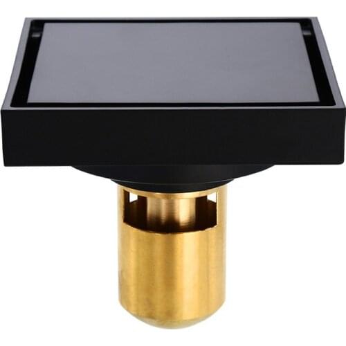 Modern Black Invisible Shower Floor Drain Bathroom Balcony Use Brass Material Rapid Drainage Tile Insert Square Drains