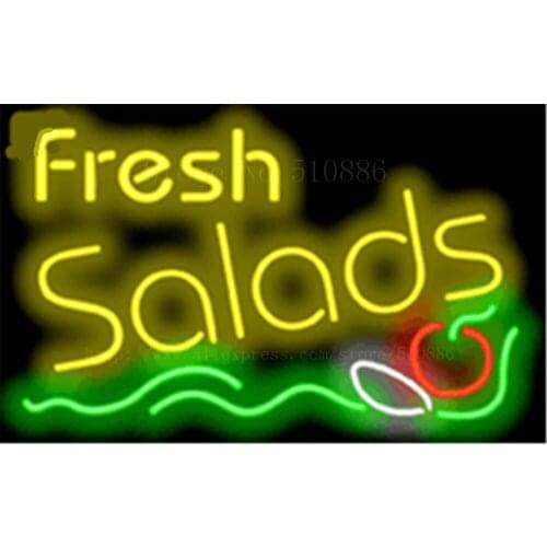 Fresh Salads neon sign Handcrafted Light Bar Beer Pub Club signs Shop Business Signboard diet food diner break 17"x14"