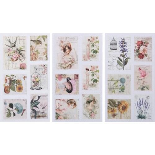 3pcs/lot Vintage Pocket Stamps Paper Stickers DIY Dairy Pocket Stickers Scrapbooking Stickers for album Decoration label