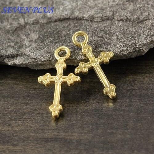 High Quality 20 Pieces/Lot 11mm*21mm Religious Charm Diy Jewelry Making Gold Cross Crucifix Charms