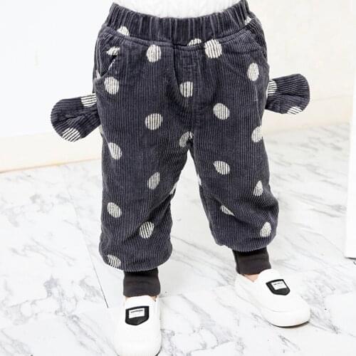 Toddler Girl Pants Dot Pattern Pants Girl Thick Warm Kids Pants Spring Autumn Clothes For Girls