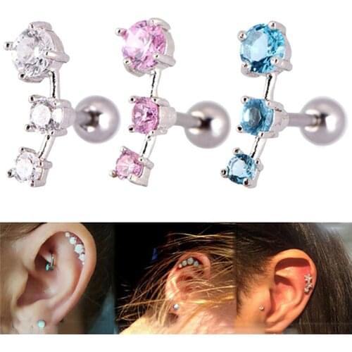 Fashion Jewelry Crown Women Classic Shining Zircon Small Stud Earrings White Blue Pink Color Ears Stud Crystal Earrings brincos