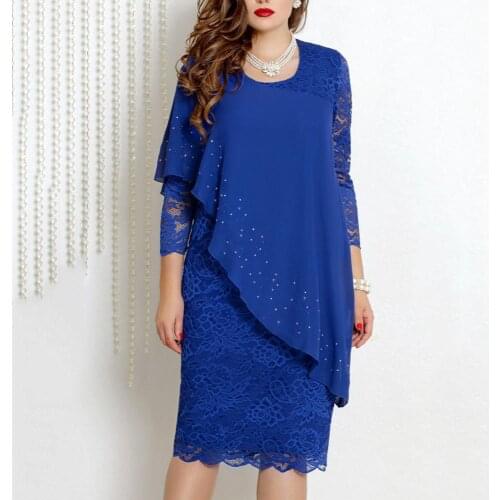 60%HOTElegant Women Solid Color O Neck 3/4 Sleeve Party Banquet Slim Knee-length Dress