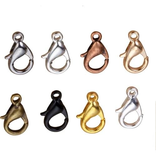 12*6mm 50pcs/lot 8 Colors Plated Fashion Jewelry Findings,Alloy Lobster Clasp Hooks for Necklace&Bracelet Chain DIY