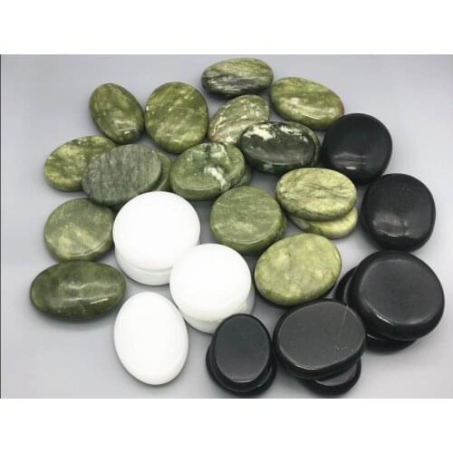 2 Natural olivine bianstone volcanic energy stone hot compress SPA beauty salon essential oil massage stone white jade scraping