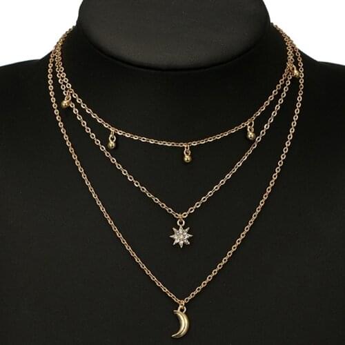 2019 2 Style Fashion Europe And America New Women Full Star Light Multi-layer Necklace Gift For Gilr Mom Necklaces