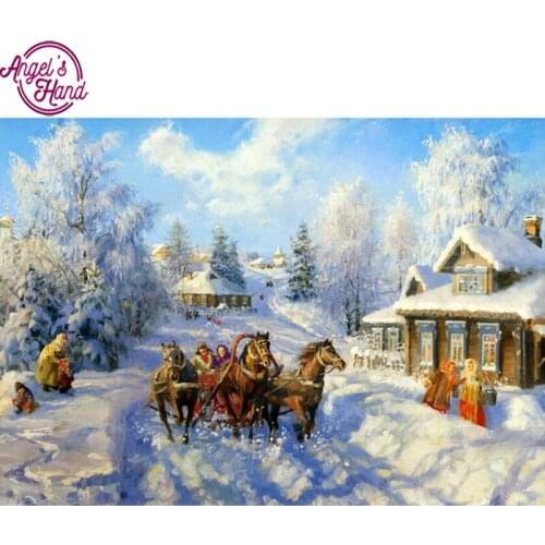 3d diamond embroidery winter scenery icon diamond painting cross stitch snow house diamond mosaic square rhinestone pattern