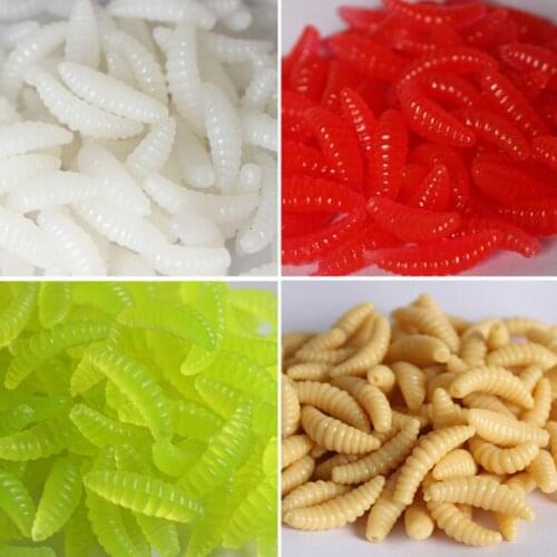 50Pcs 2cm/0.3g Maggot Grub Soft Lure Baits Worms Bionic Glow Shrimps Fishing Lures Plastic Fishing Accessories