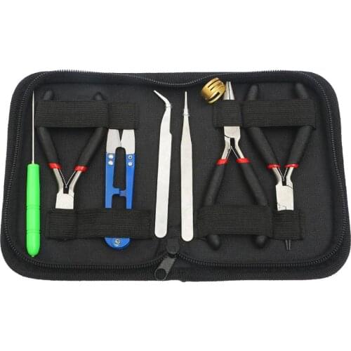 8PC/Set Jewelry Tools with Plies and Scissor Beading Tool Kit for Jewelry Making DIY Tools Package Beaders Black 155x110x35mm