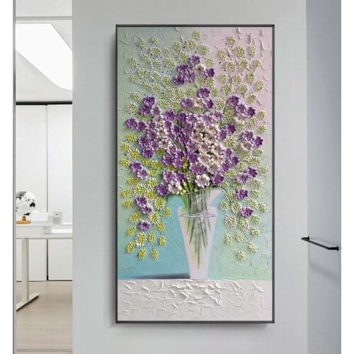 Abstract Flower Canvas Painting Stereoscopic Flowers Posters and Prints Quadro Wall Art Picture for Living Room Home Decoration