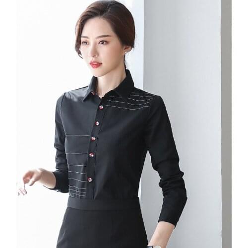 IZICFLY New Autumn Winter Women Long Sleeve Black Shirt Slim Casual Office Elegant Fashion Korean Blouse Plus Size Work Wear
