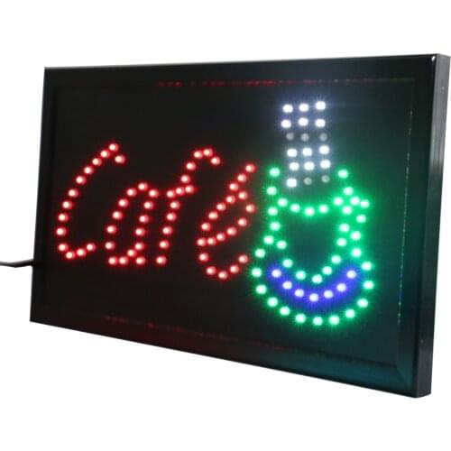 CHENXI New Animated Open Led Coffee Shop Neon Signs Board Super Brightly Coffee Store Open Business Advertising Led 19*10 Inch