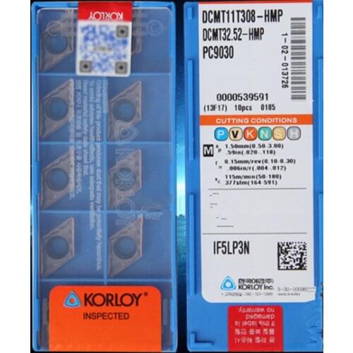 DCMT070204 DCMT11T304 DCMT11T308 HMP PC9030 10pcs/set KORLOY PC9030 Carbide insert Processing: stainless steel Free shipping