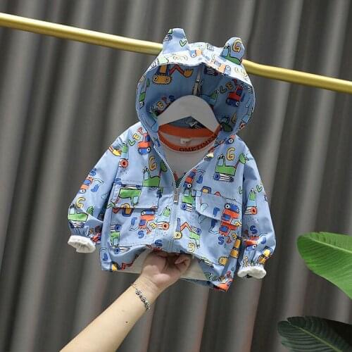 Kids Clothes Boys Jackets Children Hooded Zipper Windbreaker Baby Fashion Print Coat Infant Waterproof Hoodies For Girls Boys