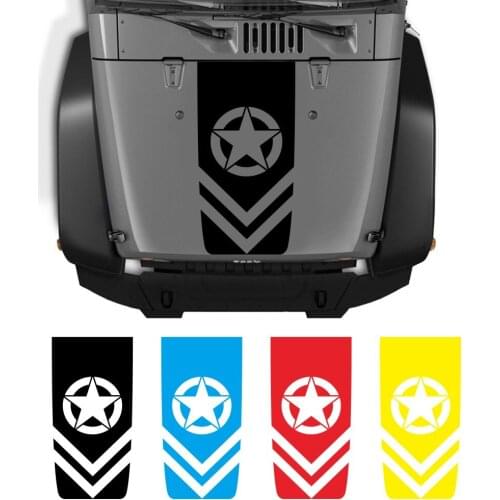 For Jeep wrangler invasion army stars vinyl decal hood sticker JK TJ LJ Waterproof sunscreen car sticker u