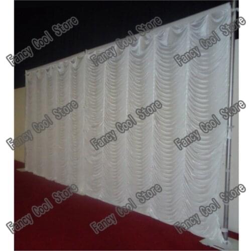 Pure White Water Falls Wedding Backdrop Stage Curtain