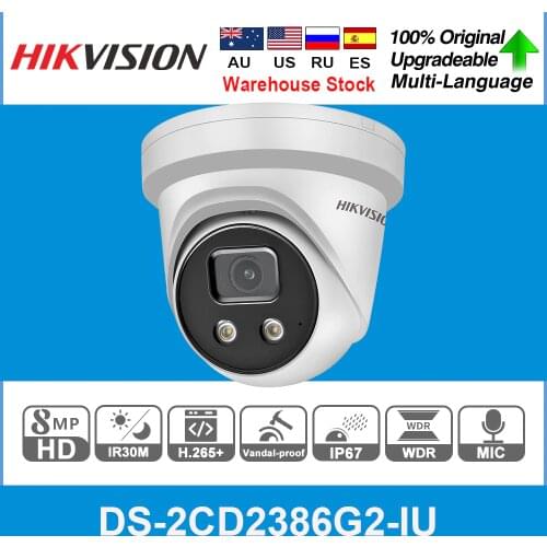 Hikvision DS-2CD2386G2-IU AcuSense 4K Turret IP Camera SD Card Slot H.265+ DarkFighter IP67 Deep learning WDR IPC POE IP Camera