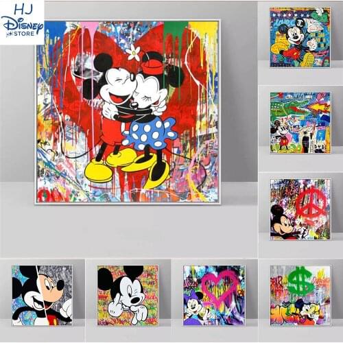 Famous Disney Cartoon Prints Canvas Painting Mickey Mouse Picture Mickey and Minnie Love Poster for Room Home Cusdros Decoration