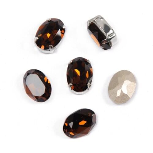 Smoked Topaz Glass Strass Flatback Sew On Rhinestones With Gold Silver Setting Fancy Stones For Clothes Jewelry Accessories
