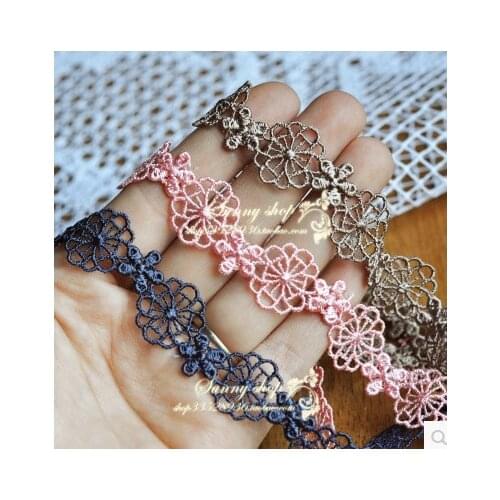 10 Yard /lot 1.8cm wide dark blue pink coffee clothing cloth art lace fabric water soluble narrow lace trim