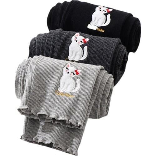 Girls' leggings 2021 Spring and Autumn Sweet Baby Girl Cropped Pants Breathable Cotton Children pants Kids Trousers 3-10 Years