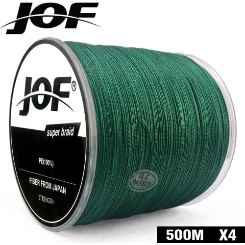 2019NEW JOF PE Braided Fishing Line Multifilament Fishing Cord Strong Saltwater 4 Strands 500M
