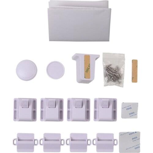 Magnetic Cabinet Locks w/ 4 Locks 1 Key Drilling Strong Sticky Type Safety Lock Installation Partition Thickness 3cm K0AA