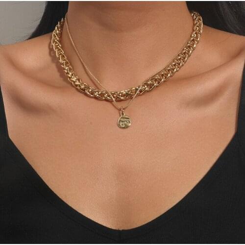 ORNAPEADIA Minimalist Fashion OL Jewelry Alloy Chain Twisted Flower Small Round Shaped Female Multi-layered Necklace for Women