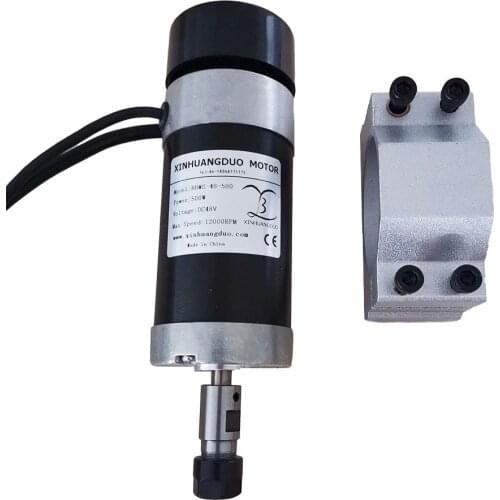 48VDC 500W Brushless Motor High Speed Big Torque CNC Engraving Milling Air Cooled Spindle Motor Carving + 1PCS 57mm Clamp