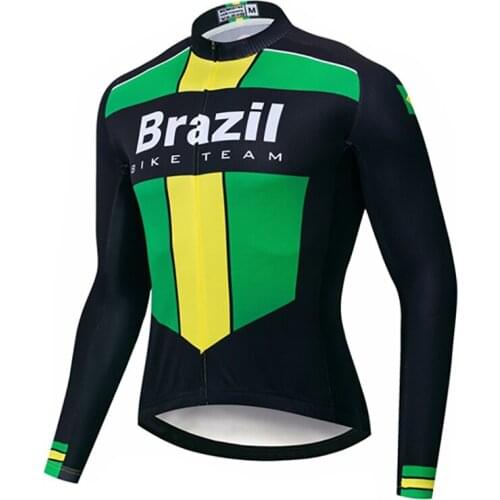Brazil Thin&Fleece Autumn&Winter mens Long Sleeve Cycling clothing Breathable Anti-UV Bicycle Wear long Sleeve Cycling Jersey