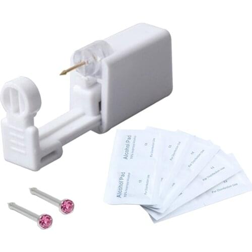 Disposable Ear Piercing Kit - White Stud Earring Gun DIY Home Self Ear