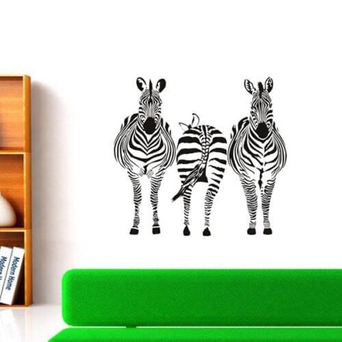 Zebra Vinyl Wall Art Decals Animal Living Room Home Decor Wall Stickers Removable Mural Wallpaper New Arrival Ornament ZA347