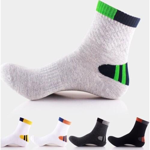 Cotton Men Socks Compression Striped Black Fashion White Sport Basketball Autumn Winter Solid Casual Crew